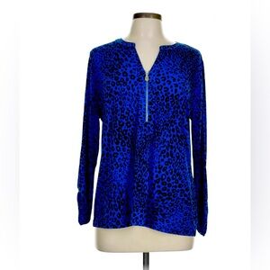 Designer Versatile Blouse 3/4 sleeve or full sleeve 
Anne Klein blue leopard